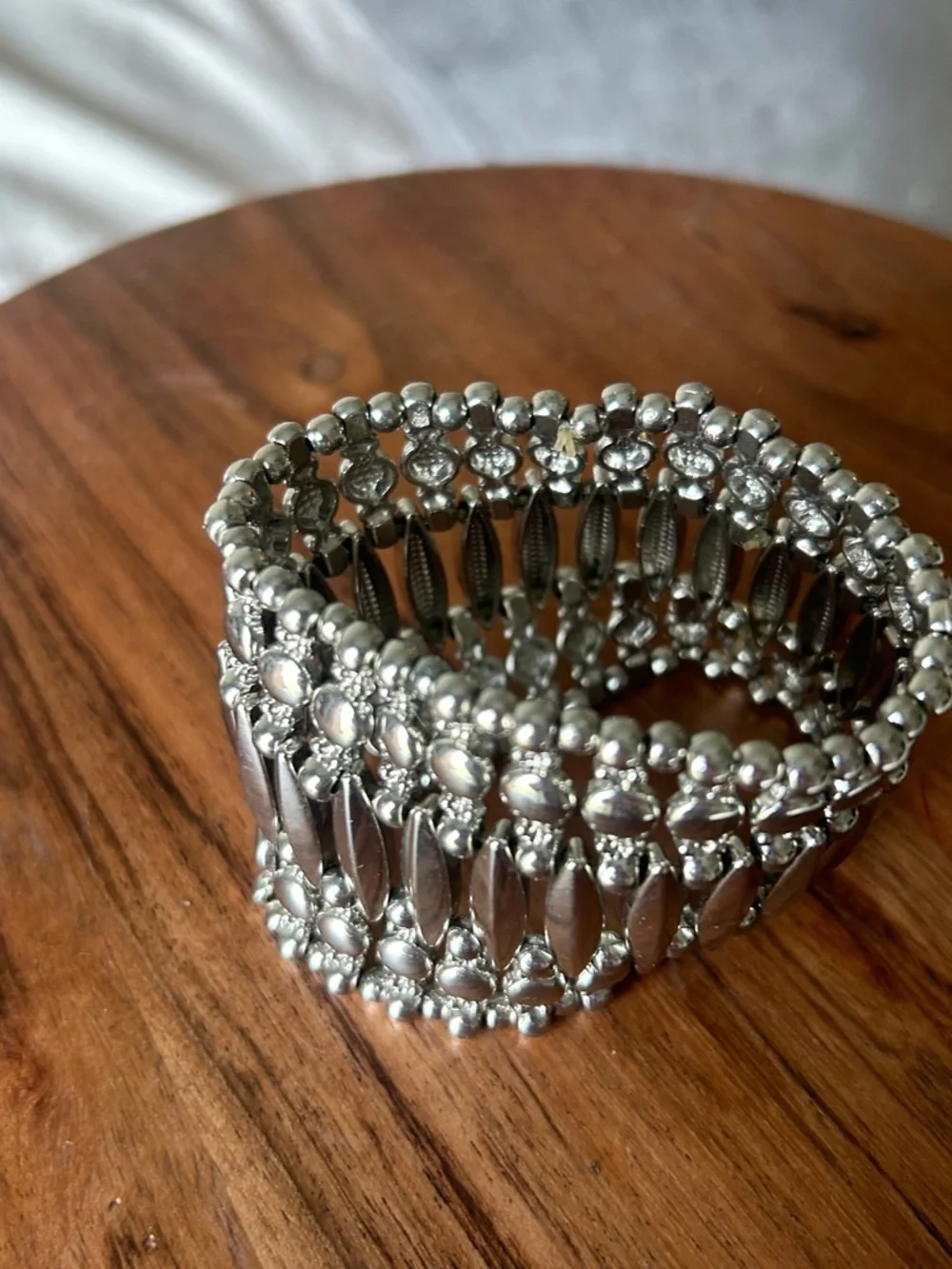 White House Black market Silver Beaded Stretch Bracelet